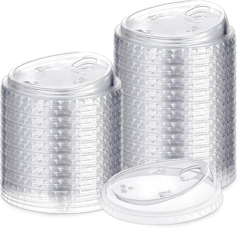 Ziliny 100 Count 98mm/3.86inch Strawless Sipper Lids, Clear Pet Lids for Plastic Cup Disposable Cover for 12, 16, 18 & 20 oz Cold Brew, Coffee, Beer, Cocktail, Wine, Beverage, Milkshake Cups (Style2) in Saudi Arabia