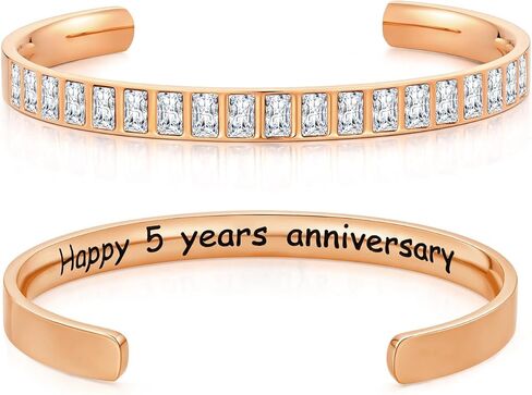 18K Gold/Rose Gold Plated Bracelets for Women, 5A Sparkling Square Cubic Zirconia Waterproof Never Tarnish Bangle Bracelet Jewelry, Equipped with Gift Box, Valentines Mother's Day Birthday Christmas Gifts for Women in Saudi Arabia