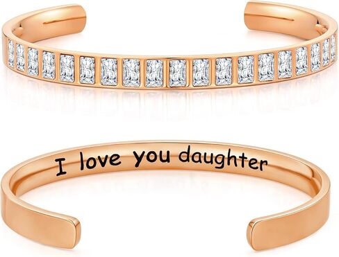 18K Gold/Rose Gold Plated Bracelets for Women, 5A Sparkling Square Cubic Zirconia Waterproof Never Tarnish Bangle Bracelet Jewelry, Equipped with Gift Box, Valentines Mother's Day Birthday Christmas Gifts for Women in Saudi Arabia