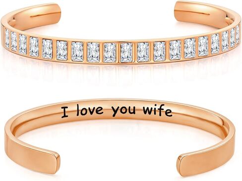 18K Gold/Rose Gold Plated Bracelets for Women, 5A Sparkling Square Cubic Zirconia Waterproof Never Tarnish Bangle Bracelet Jewelry, Equipped with Gift Box, Valentines Mother's Day Birthday Christmas Gifts for Women in Saudi Arabia