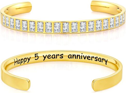18K Gold/Rose Gold Plated Bracelets for Women, 5A Sparkling Square Cubic Zirconia Waterproof Never Tarnish Bangle Bracelet Jewelry, Equipped with Gift Box, Valentines Mother's Day Birthday Christmas Gifts for Women in Saudi Arabia