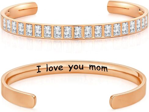 18K Gold/Rose Gold Plated Bracelets for Women, 5A Sparkling Square Cubic Zirconia Waterproof Never Tarnish Bangle Bracelet Jewelry, Equipped with Gift Box, Valentines Mother's Day Birthday Christmas Gifts for Women in Saudi Arabia