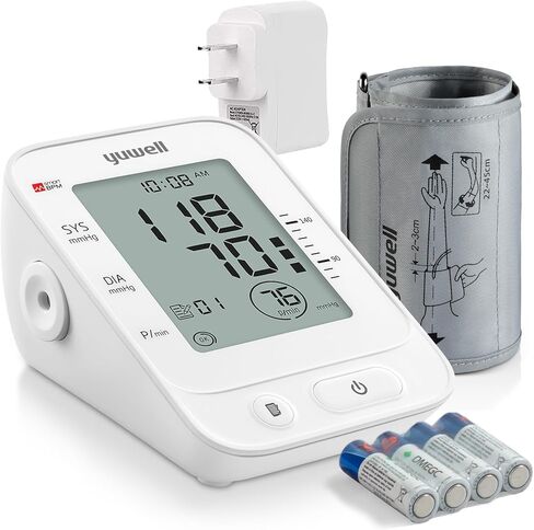 yuwell Blood Pressure Monitor, Large Upper Arm Blood Pressure Cuff, Digital Blood Pressure Machine for Home Use, Large Backlit Screen Display, Stores 199 Readings, Voice Broadcasting with Batteries in Saudi Arabia