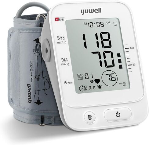 yuwell Blood Pressure Monitor, Large Upper Arm Blood Pressure Cuff, Digital Blood Pressure Machine for Home Use, Large Backlit Screen Display, Stores 199 Readings, Voice Broadcasting with Batteries in Saudi Arabia