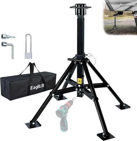5th Wheel RV Tripod Stabilizer Heavy Duty 4-Leg King Pin Quadripod Jack, Drill Adjustable, Height Adjustable 30" to 57.5", 5500 LBS Load Capacity, Power Operated Jack in Saudi Arabia