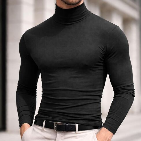 Mens Long Sleeve Pullover Sweater Basic Designed Slim Fit Top in Saudi Arabia