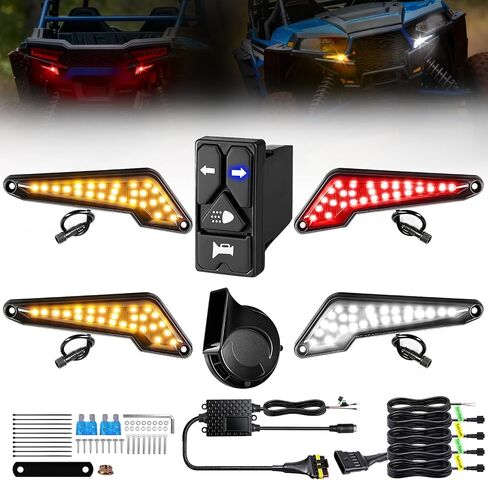 مجموعة إشارة الانعطاف UTV مع قرن 110D، سلكي مسبقًا، التوصيل والتشغيل UTV Universal Street Legal Blinker Kit مع مفتاح متأرجح متكامل، متوافق مع Polaris، Can-Am، CFMOTO جنبًا إلى جنب in Kuwait