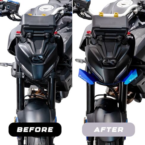 يناسب Yamaha MT-07 MT07 MT 07 FZ07 2025 2026 ملحقات الدراجات النارية الألومنيوم المفسدات الأمامية الهوائية الجناح الأمامي العاري (أسود) in Kuwait