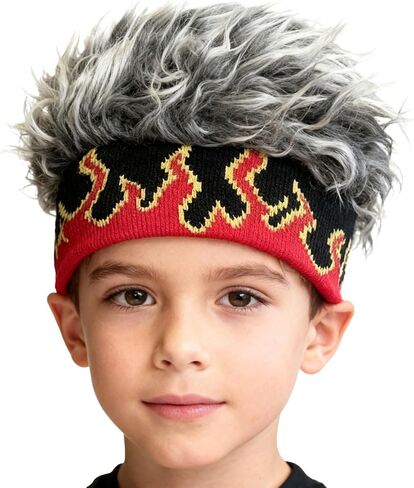 Creative Beanie Hat Cap with Wig Novelty Winter Knit Wig Hat for Kids Boys Girls in Saudi Arabia