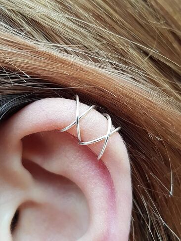 5pcs Ear Cuffs non Piercing Ear Cuff Earrings Silver Gold Ear Cuff Earrings for Women Hypoallergenic non Pierced Clip on Cartilage Earring Hoop Conch Earring Hoops in Saudi Arabia