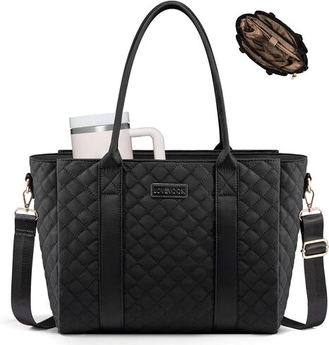 LOVEVOOK Teacher Tote Bag for Women, Quilted Work Tote Nurse Laptop Bag, Large Computer Shoulder Bags with Zipper for Travel in Saudi Arabia