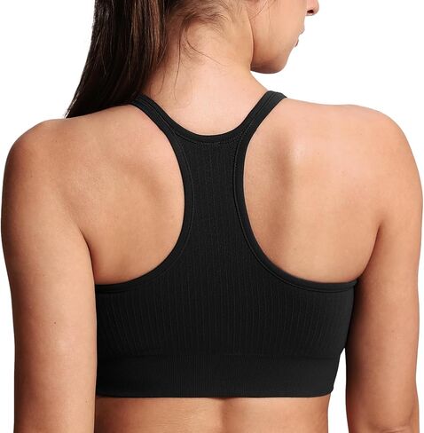 MathCat Seamless Ribbed Sports Bras for Women, Workout Racerback Athletic Bra with Removable Padded in Saudi Arabia