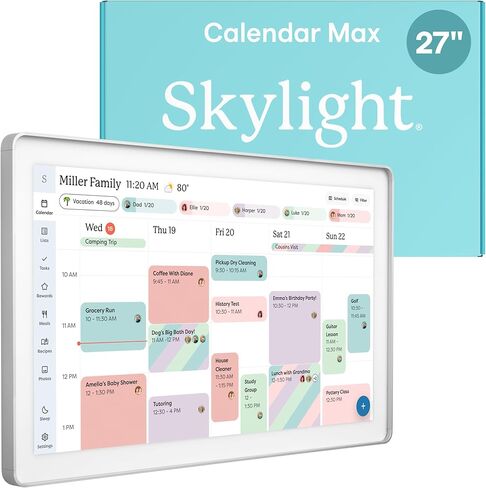 Skylight Calendar Max: 27-Inch Smart Digital Calendar & Chore Chart, Family Organizer with Interactive Touchscreen Display with NA Adapter, Aluminum Metal Shadowbox in Saudi Arabia