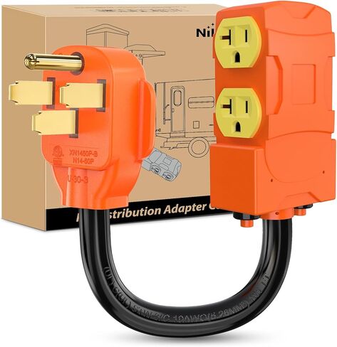Nilight EV Adapter Cord 30 Amp to 50 Amp 4 Prong Pure Copper New Dryer Outlet to EV Plug Conversion Heavy Duty 10 Gauge Wire Nema 14-30P to 14-50R 30M/50F for Level 2 EVs Using in Saudi Arabia