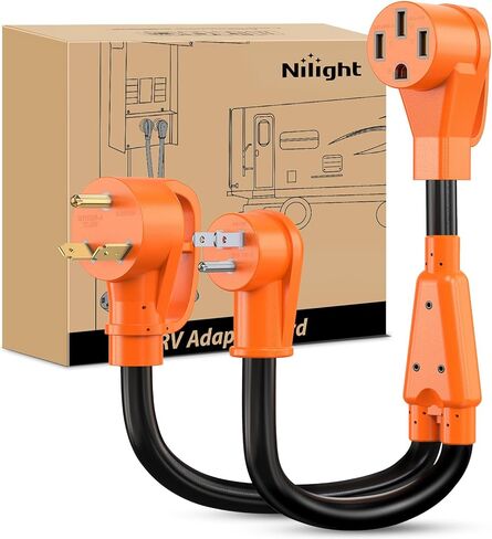 Nilight EV Adapter Cord 30 Amp to 50 Amp 4 Prong Pure Copper New Dryer Outlet to EV Plug Conversion Heavy Duty 10 Gauge Wire Nema 14-30P to 14-50R 30M/50F for Level 2 EVs Using in Kuwait