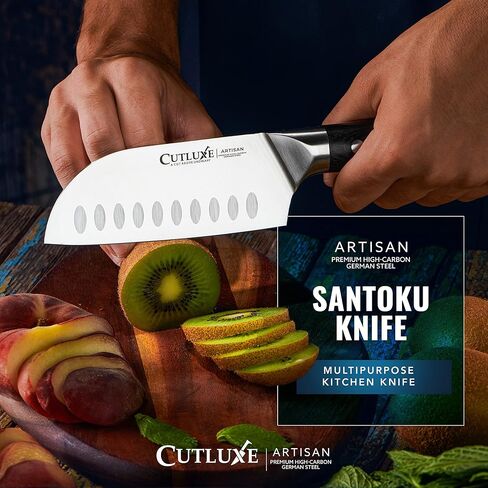 Cutluxe Santoku Knife – 5" Chopping Knife, Meat and Vegetable Knife – Forged High Carbon German Steel – Full Tang & Razor Sharp – Ergonomic Handle Design – Artisan Series in Saudi Arabia