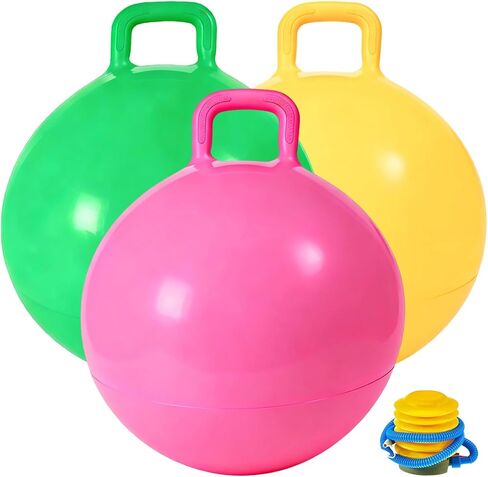 3P Bouncy Balls with Handle, 18in/45cm Sit and Spin Hopper Ball for Kids,Inflatable Jumping Ball Toy with Pump,Indoor Outdoor Fun Toys for Kids Ages 3-8,Gift for Christmas Birthday Holiday in Saudi Arabia