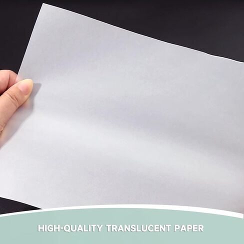 ورق Vellum الشفاف من VEOOK، 50 ورقة 56 رطل/83 جرامًا للمتر المربع 11 × 17 بوصة ورق تتبع Vellums قابل للطباعة للتتبع والرسم والرسم وتراكبات البطاقات وأحزمة البطن الدعوات والأظرف والفانوس (VP-05) in Kuwait