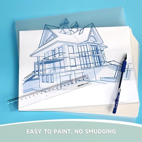 ورق Vellum الشفاف من VEOOK، 50 ورقة 56 رطل/83 جرامًا للمتر المربع 11 × 17 بوصة ورق تتبع Vellums قابل للطباعة للتتبع والرسم والرسم وتراكبات البطاقات وأحزمة البطن الدعوات والأظرف والفانوس (VP-05) in Kuwait