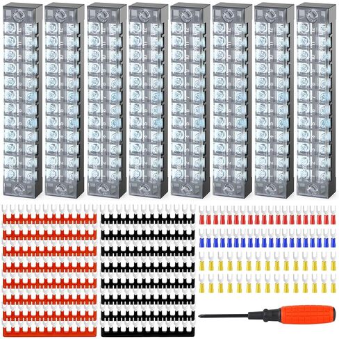 6 Sets Terminals Block Strips, 6Pcs 15A 600V 4 5 6 Positions Screw Terminal Block + 12Pcs Insulated Terminals Barrier Strip + 60Pcs Wire Connector + Screwdriver in Saudi Arabia