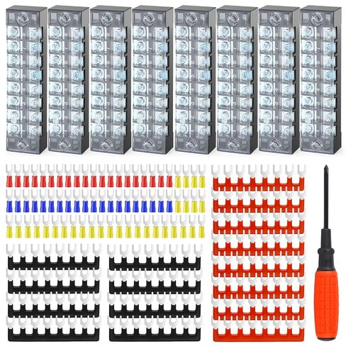 6 Sets Terminals Block Strips, 6Pcs 15A 600V 4 5 6 Positions Screw Terminal Block + 12Pcs Insulated Terminals Barrier Strip + 60Pcs Wire Connector + Screwdriver in Saudi Arabia