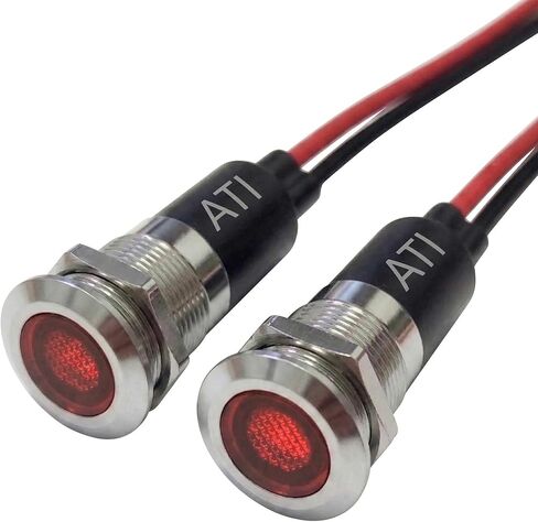 Alpinetech PL12M 12mm 1/2" 220V AC LED Metal Signal Indicator Pilot Dash Light… (Green) (Pack of 2) in Saudi Arabia