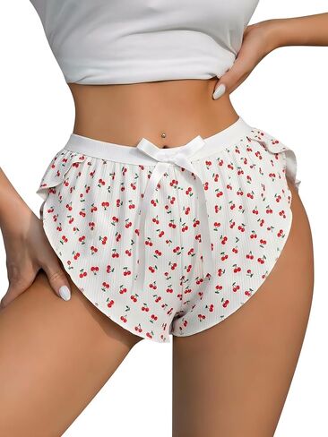 SHENHE Women's Pajama Shorts Split Leg Floral Cheeky Lounge Shorts Coquette Flowy Sleep Bottoms in Saudi Arabia