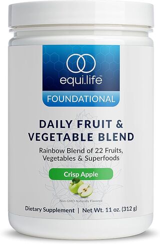 مزيج الفواكه والخضروات اليومي من Equilife، مكمل غذائي فائق مضاد للأكسدة، نكهة التفاح المقرمشة مع فيتامين C، والألياف، و9 أحماض أمينية أساسية، يدعم الطاقة، نباتي، 14 حزمة خدمة فردية in Kuwait