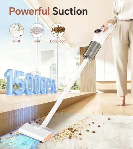 مكنسة كهربائية لاسلكية، مكنسة كهربائية لاسلكية قابلة لإعادة الشحن مع شفط قوي وشاشة LED، مكنسة كهربائية محمولة للمنزل، مكنسة كهربائية لاسلكية لشعر الحيوانات الأليفة للأرضيات الصلبة، أسود in Saudi Arabia