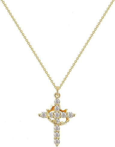Womens Cross Choker Necklace Plated Diamond Pendant Necklace for Ladies in Saudi Arabia