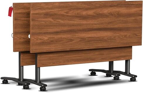 Folding Conference Table,Conference Room Table,Flip-Top Mobile Training Meeting Table,Stable Structure,Mobile Tables with Four Locking Wheels for Office Classroom Business (6, A, L70.9in) in Saudi Arabia