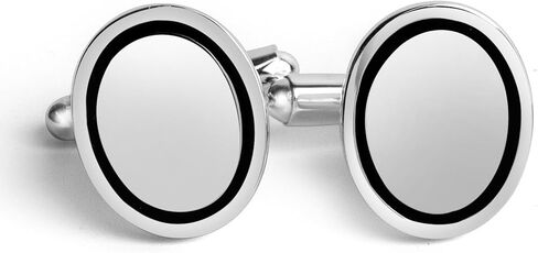 Sterling Silver Oval Stepped Cufflinks – Handcrafted Solid Sterling Silver Men’s Accessory, Engravable Polished Finish, Elegant Groomsmen & Formal Gift in Saudi Arabia