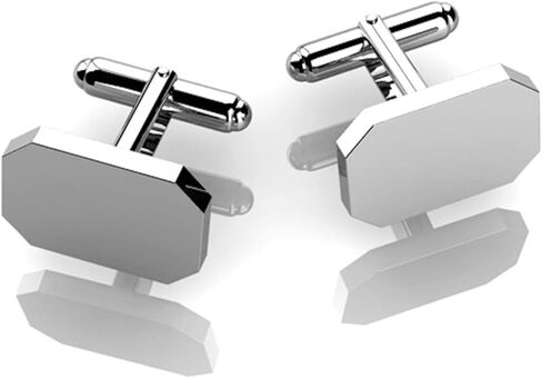 Sterling Silver Oval Stepped Cufflinks – Handcrafted Solid Sterling Silver Men’s Accessory, Engravable Polished Finish, Elegant Groomsmen & Formal Gift in Saudi Arabia