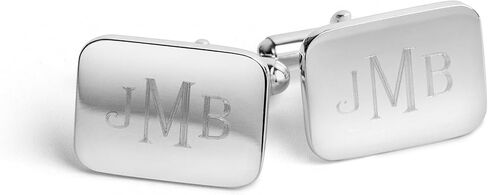 Sterling Silver Oval Stepped Cufflinks – Handcrafted Solid Sterling Silver Men’s Accessory, Engravable Polished Finish, Elegant Groomsmen & Formal Gift in Saudi Arabia