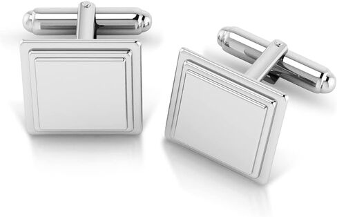 Sterling Silver Oval Stepped Cufflinks – Handcrafted Solid Sterling Silver Men’s Accessory, Engravable Polished Finish, Elegant Groomsmen & Formal Gift in Saudi Arabia