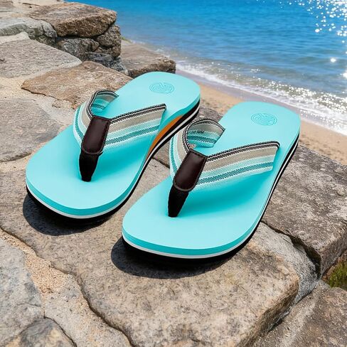 Flip Flops for Women-Arch Support Woven Strap Yoga Mat Cushion Lightweight Slip On Sandals for Summer Beach Indoor Outdoor in Saudi Arabia