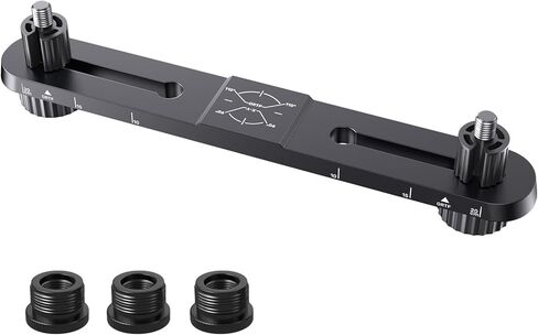 Stereo Array Spacing Microphone Holder with All-Metal Mic Ball Head Adapter, Adjustable Mic Mount Bar for Two Mics/Booms with 3/8" - 5/8" Screw Adapters, Fits Mic Stands for Recording, Live Streaming﻿ in Saudi Arabia