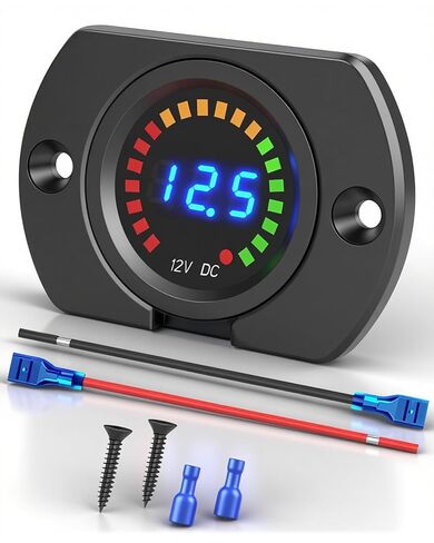 IZTOSS مقياس جهد البطارية، مقاوم للماء DC 12V - 24V الجهد متر LED شاشة رقمية لوحة قياس الفولتميتر مع لوحة التركيب والأسلاك، للسيارات البحرية والدراجات النارية والشاحنات والقوارب RV ATV UTV. in Kuwait