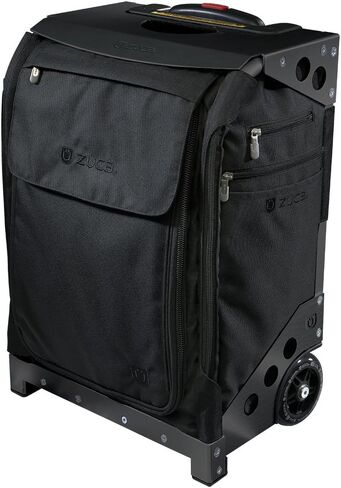 ZUCA Flyer حمل الأمتعة بعجلات - حقيبة سوداء معتمدة من شركة الطيران مقاس 20 بوصة وإطار فضي، مع 5 أكياس تعبئة، وغطاء سفر، ومقعد مدمج in Saudi Arabia
