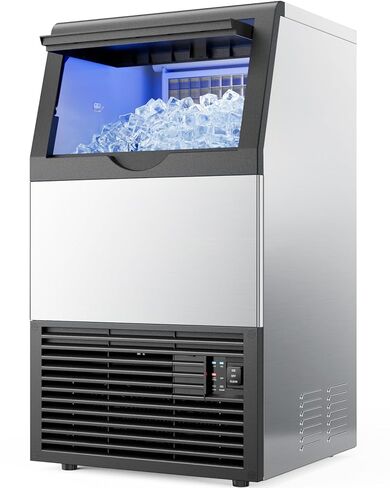 Commercial Ice Maker, 100lbs/24H with 33lbs Ice Storage Under Counter ice Machine, Stainless Steel Freestanding Ice Maker Self-Cleaning for Bar/Cafe/Restaurant in Saudi Arabia