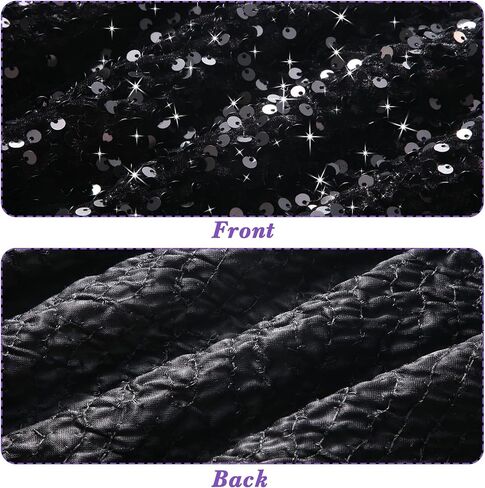 Sequin Velvet Fabric by The Yard Stretch Bling Fabric for Sewing Glitter Tablecloth Sparkly for Dress Table Runner Photo Props Backdrop(4 Yards,Black) in Saudi Arabia