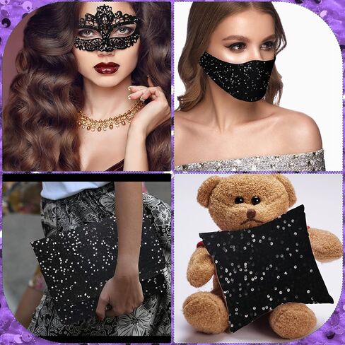 Sequin Velvet Fabric by The Yard Stretch Bling Fabric for Sewing Glitter Tablecloth Sparkly for Dress Table Runner Photo Props Backdrop(4 Yards,Black) in Saudi Arabia