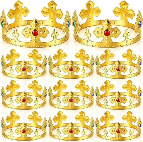 Quelay 12 Pcs King Crown Gold Adjustable Royal Prince Jeweled Crown Medieval for Party Birthday Royal Costume Fun Cosplay in Saudi Arabia