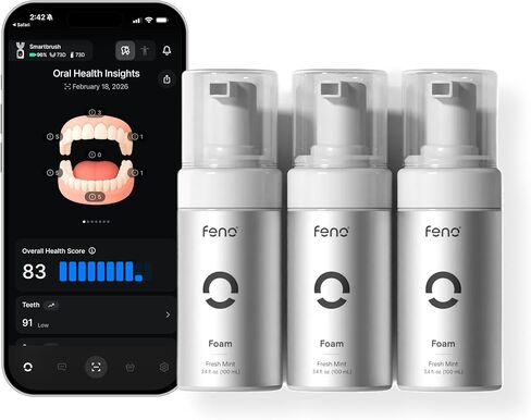 3Pcs Feno Foam Toothpaste with Xylitol & Wild Mint - Fluoride Free Toothpaste for Adults, Gentle on Enamel, Fresh Breath, Ideal for Sensitive Teeth & Travel Oral Care, 3.4 Fl oz in Kuwait