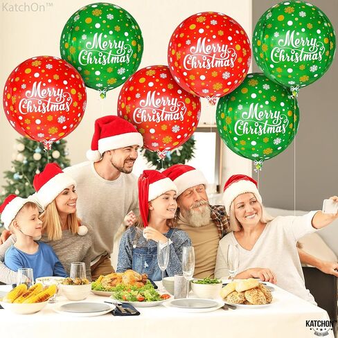 بالونات كاتش أون، زينة عيد الميلاد الأول - 22 بوصة، عبوة من 6 قطع | بالونات رقائق عيد الميلاد لزينة عيد الميلاد الأول لعيد الميلاد | بالونات عيد الميلاد المجيد، زينة عيد الميلاد الأول لعيد الميلاد in Saudi Arabia