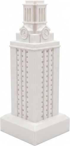 GS Three Dimensional LLC, University of Texas Tower Figurine, Burnt Orange/White, UT Tower, 3D Printed PLA Plastic, Graduation Gift, 5" H x 2.2" W, Longhorn, Home/Office Decor (White) in Saudi Arabia