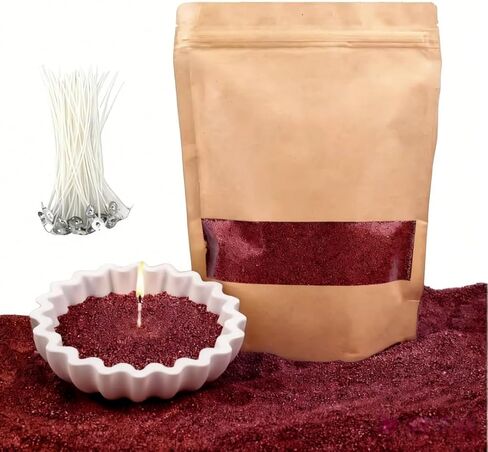 شموع فيمات النباتية مع 50 قطعة من الفتائل، 1.1 رطل من شمع الرمل، شموع رملية غير معطرة قابلة لإعادة الملء مع مجموعة فتائل لصنع الشموع المصنوعة يدويًا، والحفلات، والزفاف، وديكور المنزل in Kuwait