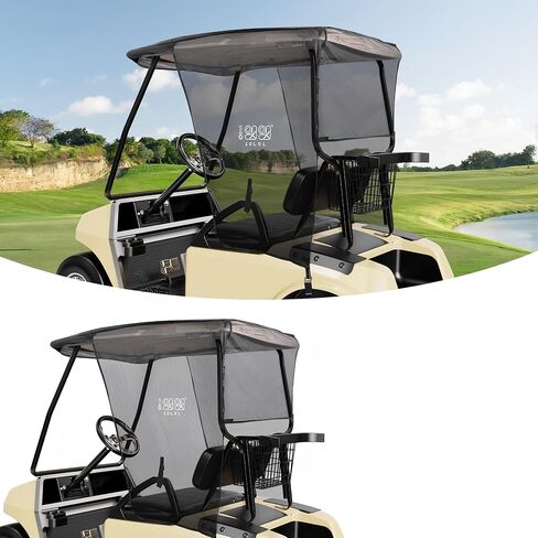 غطاء حماية من الشمس لعربة الجولف 10L0L 2 لسيارة Club Car DS & EZGO TXT - غطاء حماية قابل للطي من الأشعة فوق البنفسجية، تصميم مانع للحرارة، أسود in Kuwait