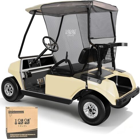 غطاء حماية من الشمس لعربة الجولف 10L0L 2 لسيارة Club Car DS & EZGO TXT - غطاء حماية قابل للطي من الأشعة فوق البنفسجية، تصميم مانع للحرارة، أسود in Saudi Arabia