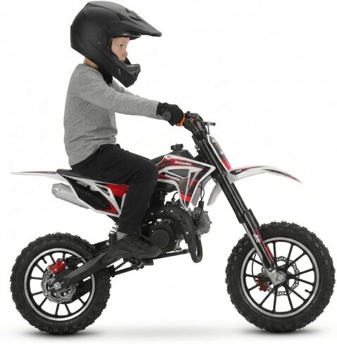 50cc Dirt Bike, Mini Pocket Gas Motorbike Motorcycle, Gas Power Tail Bike Motocross, Kids Mini Pit Bike with Disc Brakes & Headlights, EPA Approved, 25MPH Max Speed Black in Saudi Arabia